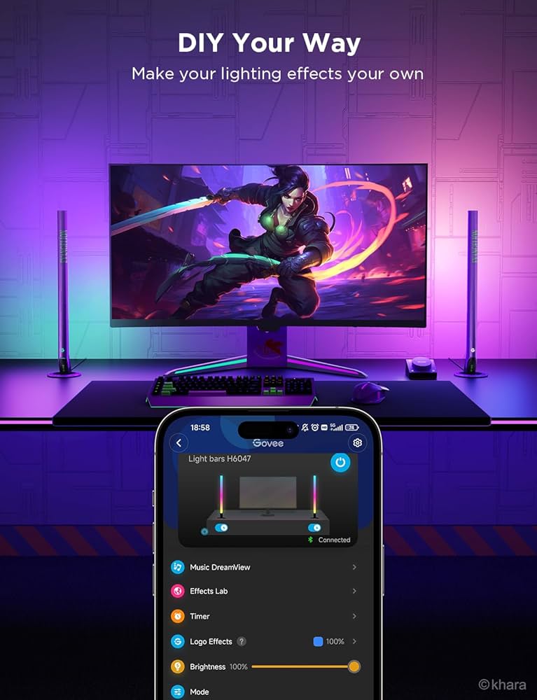 Govee x Evangelion - Smart Gaming Light Bars - RGBICWW - Google/Alexa + Razer Chroma