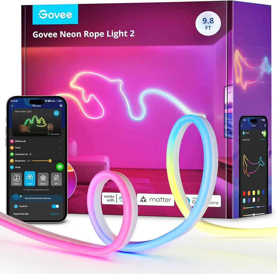 Govee - Smart Neon LED Strips 2 - RGBIC - Google/Alexa + Razer Chroma