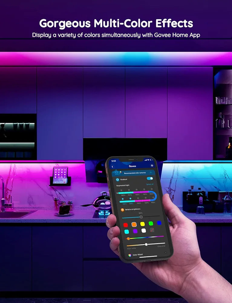 Govee - Smart LED Strips PRO- RGBIC - Google/Alexa + Razer Chroma - Up to 65 ft