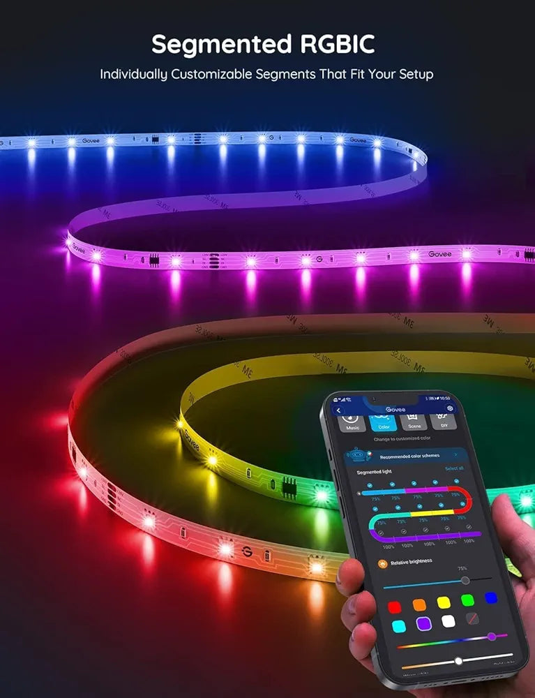Govee - Smart LED Strips - RGBIC - App - Up to 100 ft
