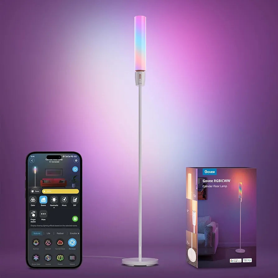 Govee - Smart Cylinder Floor Lamp - RGBICWW - Google/Alexa + Razer Chroma