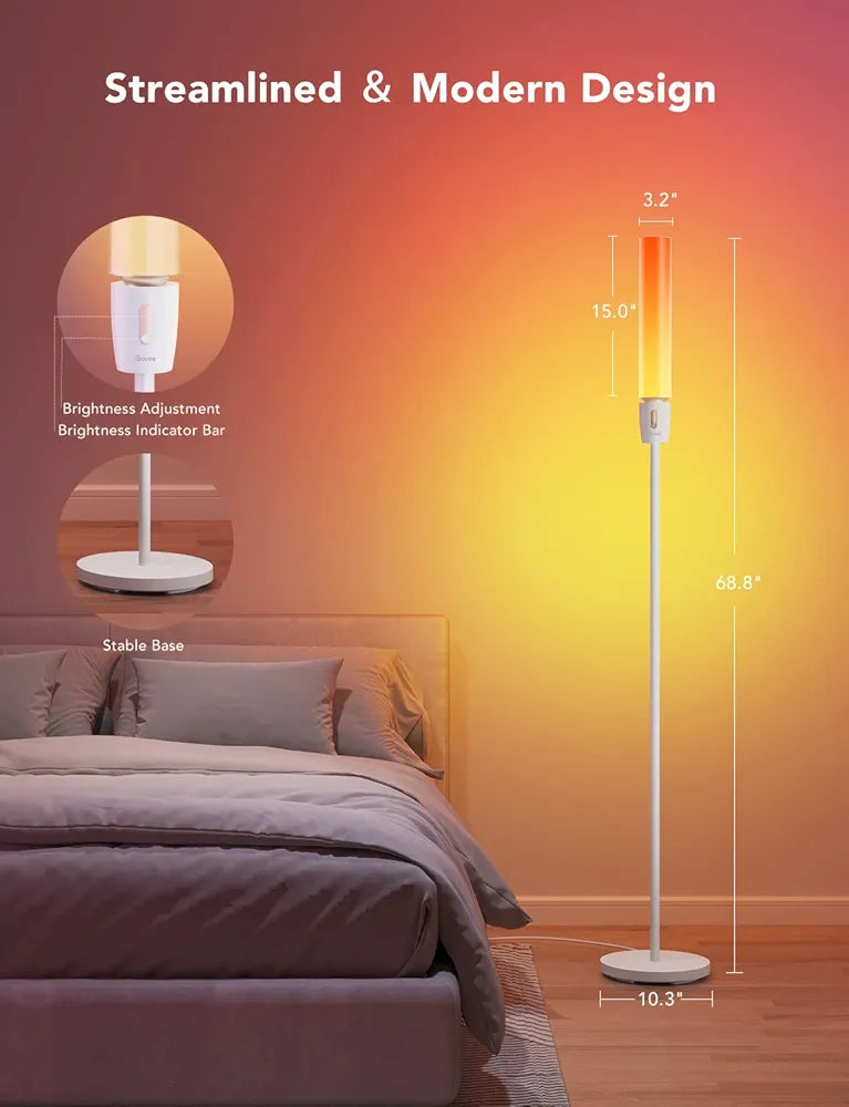 Govee - Smart Cylinder Floor Lamp - RGBICWW - Google/Alexa + Razer Chroma