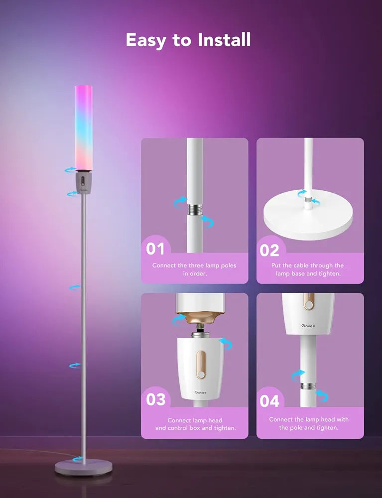 Govee - Smart Cylinder Floor Lamp - RGBICWW - Google/Alexa + Razer Chroma