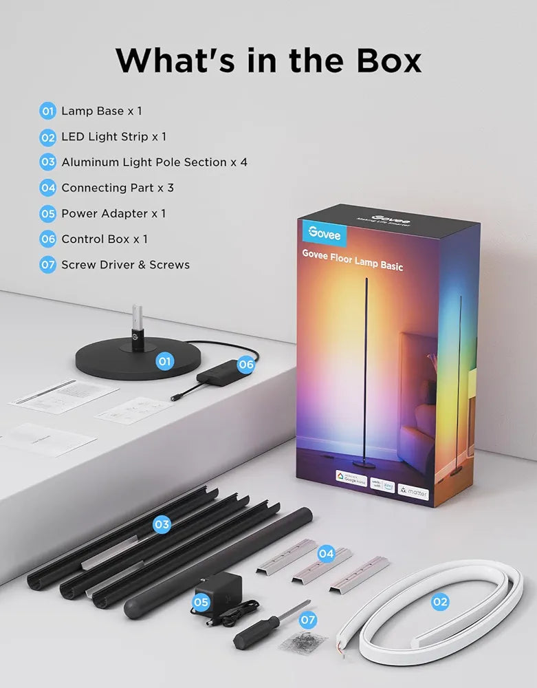 Govee - Smart Corner Floor Lamp - RGBIC - Google/Alexa + Razer Chroma