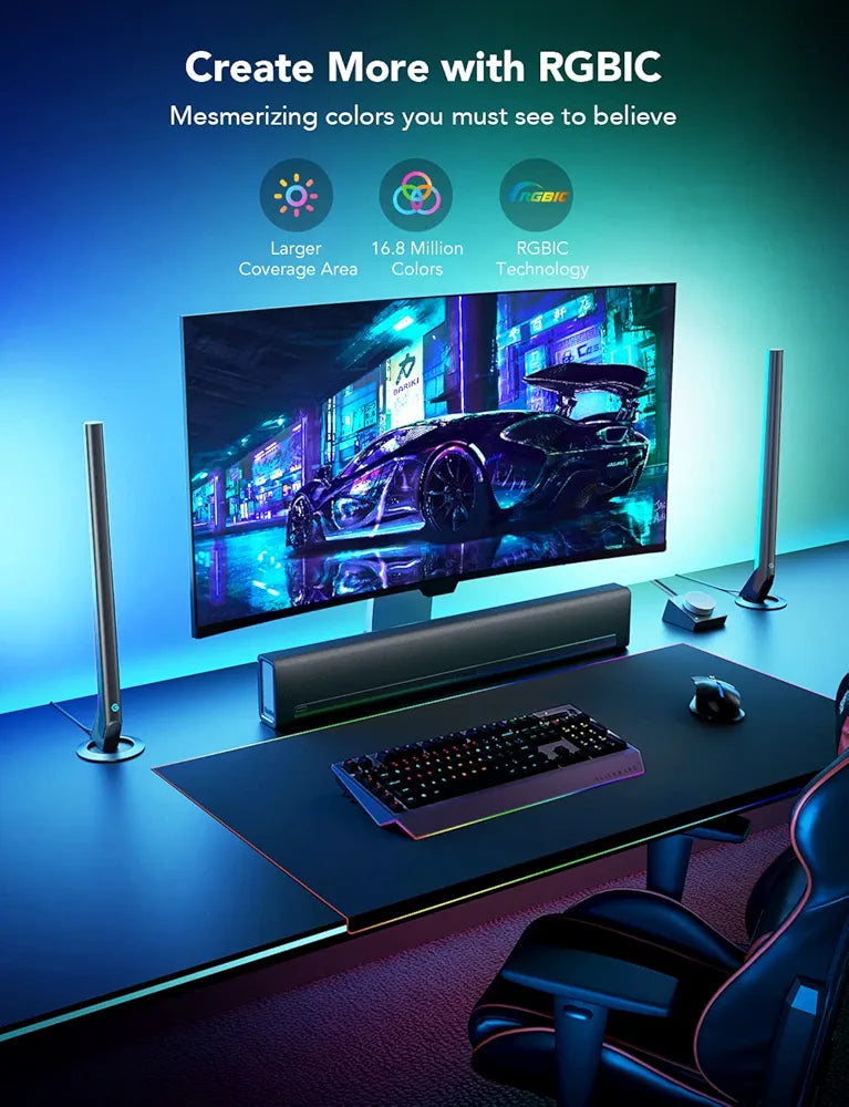 Govee - Smart Gaming Light Bars - RGBICWW - Google/Alexa + Razer Chroma