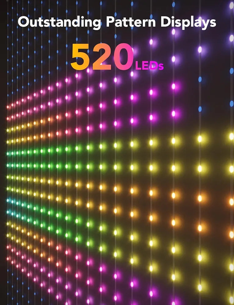 Govee - Smart Curtain Lights - 4.9 x 6.6 ft - RGBIC - Google/ Alexa + Razer Chroma