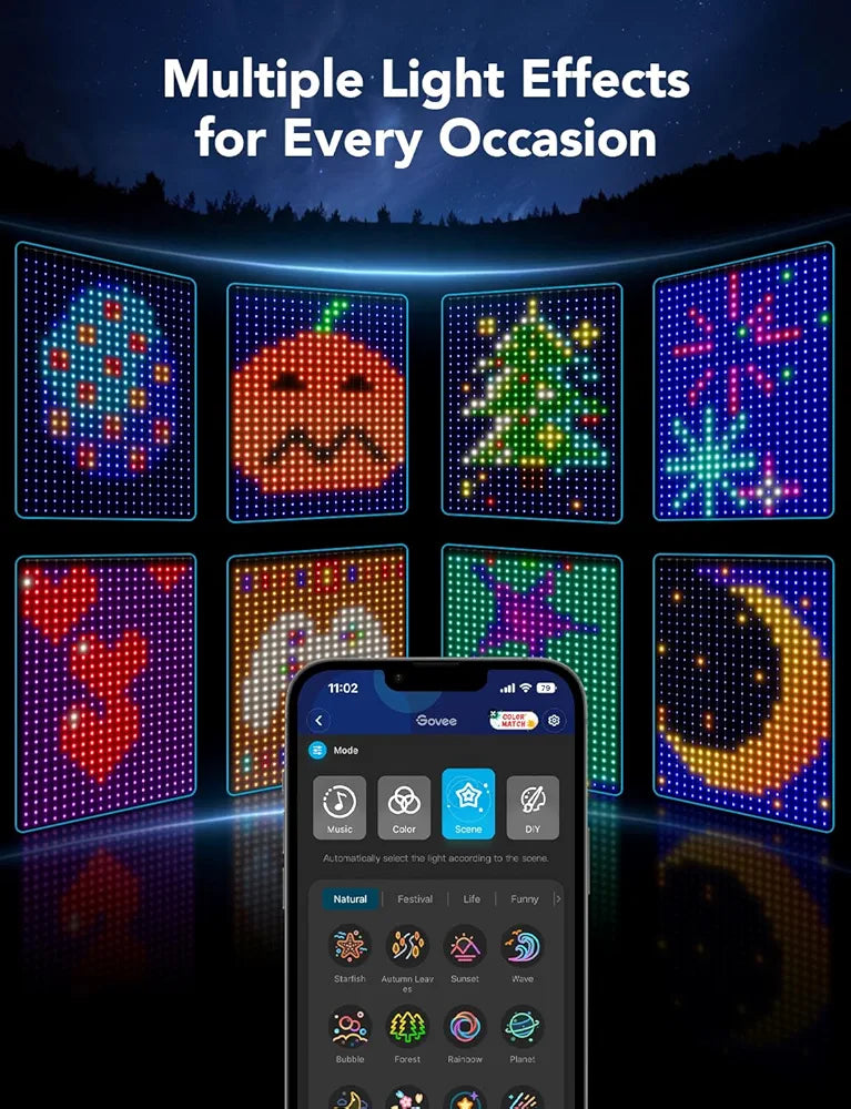 Govee - Smart Curtain Lights - 4.9 x 6.6 ft - RGBIC - Google/ Alexa + Razer Chroma