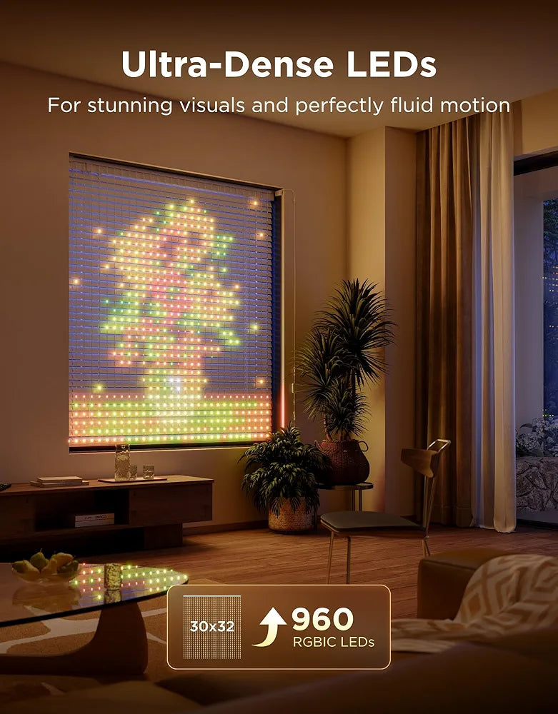 Govee - Smart Curtain Lights PRO - 5.4 ft x 7.7 ft - RGBIC - Google/ Alexa + Razer Chroma