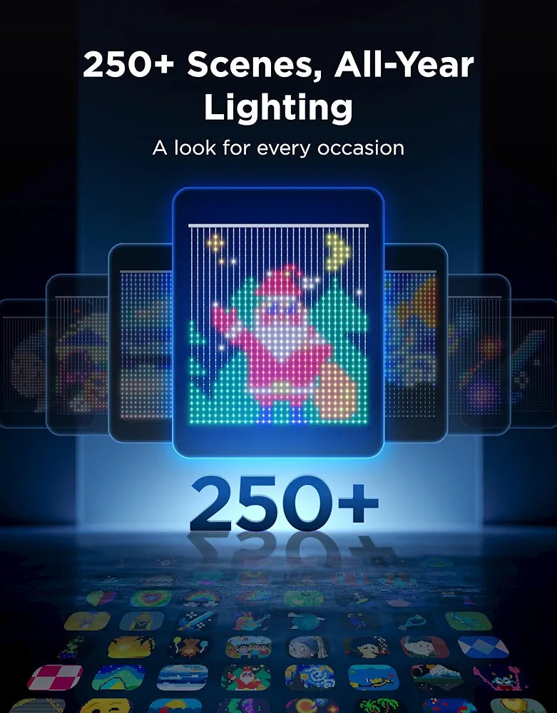 Govee - Smart Curtain Lights PRO - 5.4 ft x 7.7 ft - RGBIC - Google/ Alexa + Razer Chroma