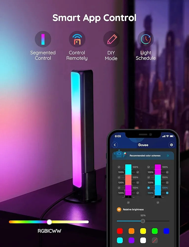 Govee - Smart Light Bars - RGBICWW - Google/Alexa + Razer Chroma