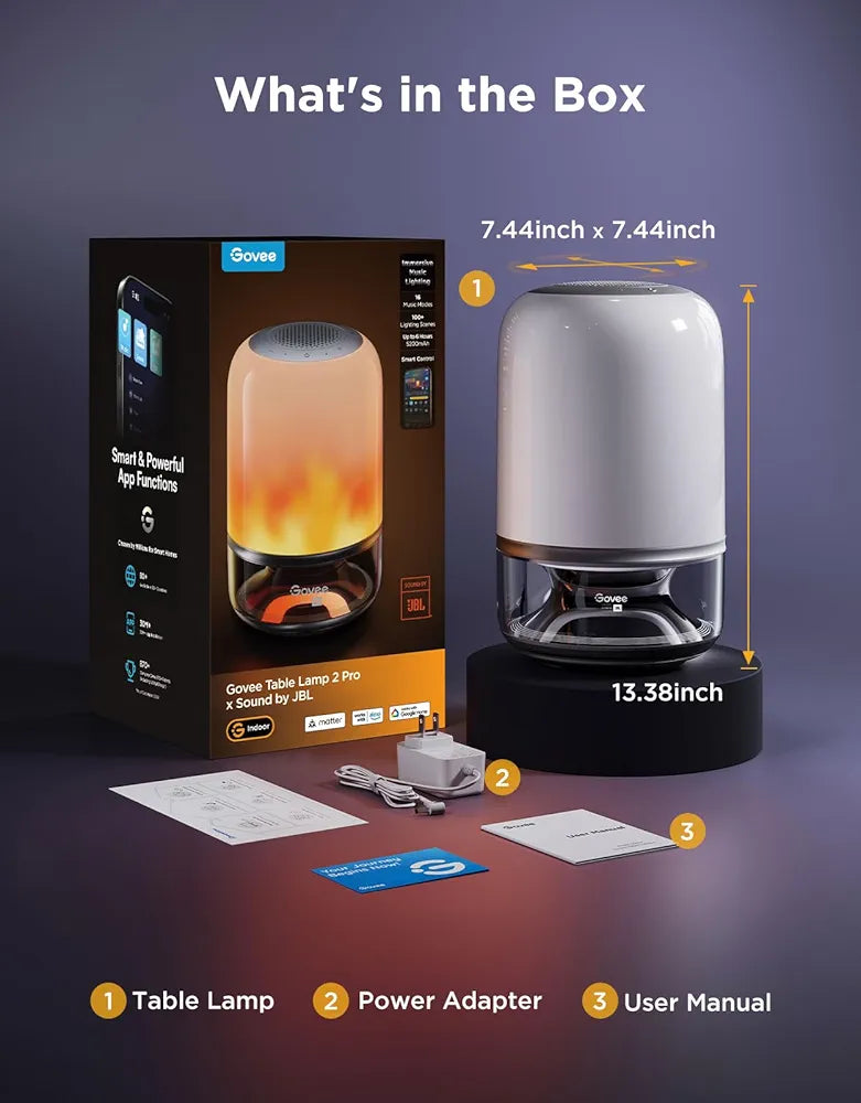 Govee x JBL - Smart Table Lamp 2 PRO Speakers - RGBICWW - Google/Alexa + Razer Chroma