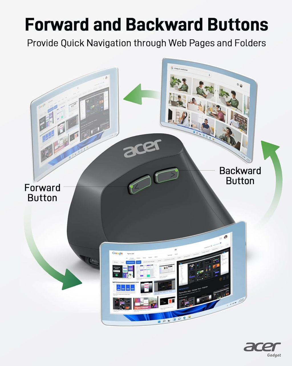 Acer - Wireless Ergonomic Vertical Mouse