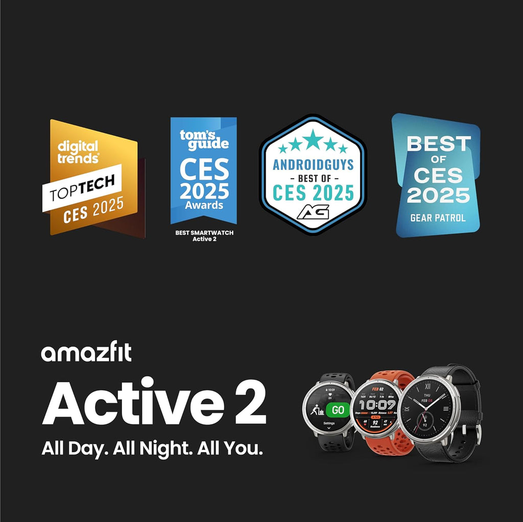 Amazfit Active 2 - ALEXA - PAI - Best Health Tracking 2025 - GPS + Calling/Texting - ROUND