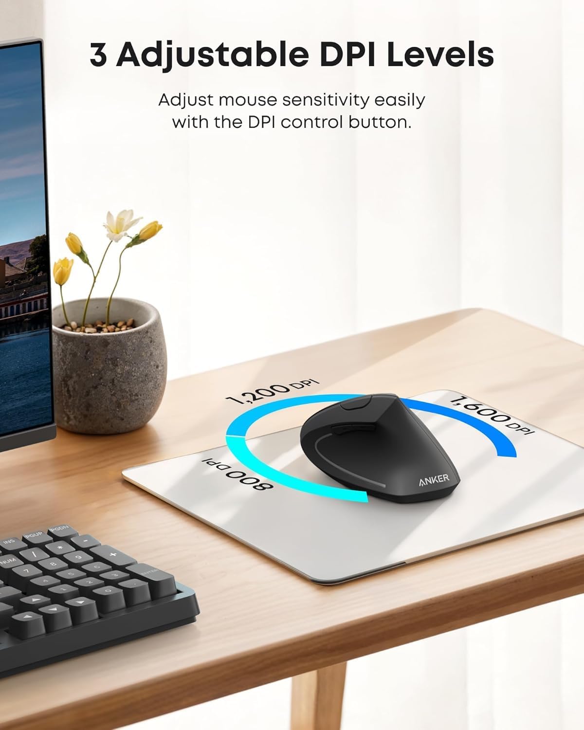 Anker - Wireless Ergonomic Vertical Mouse