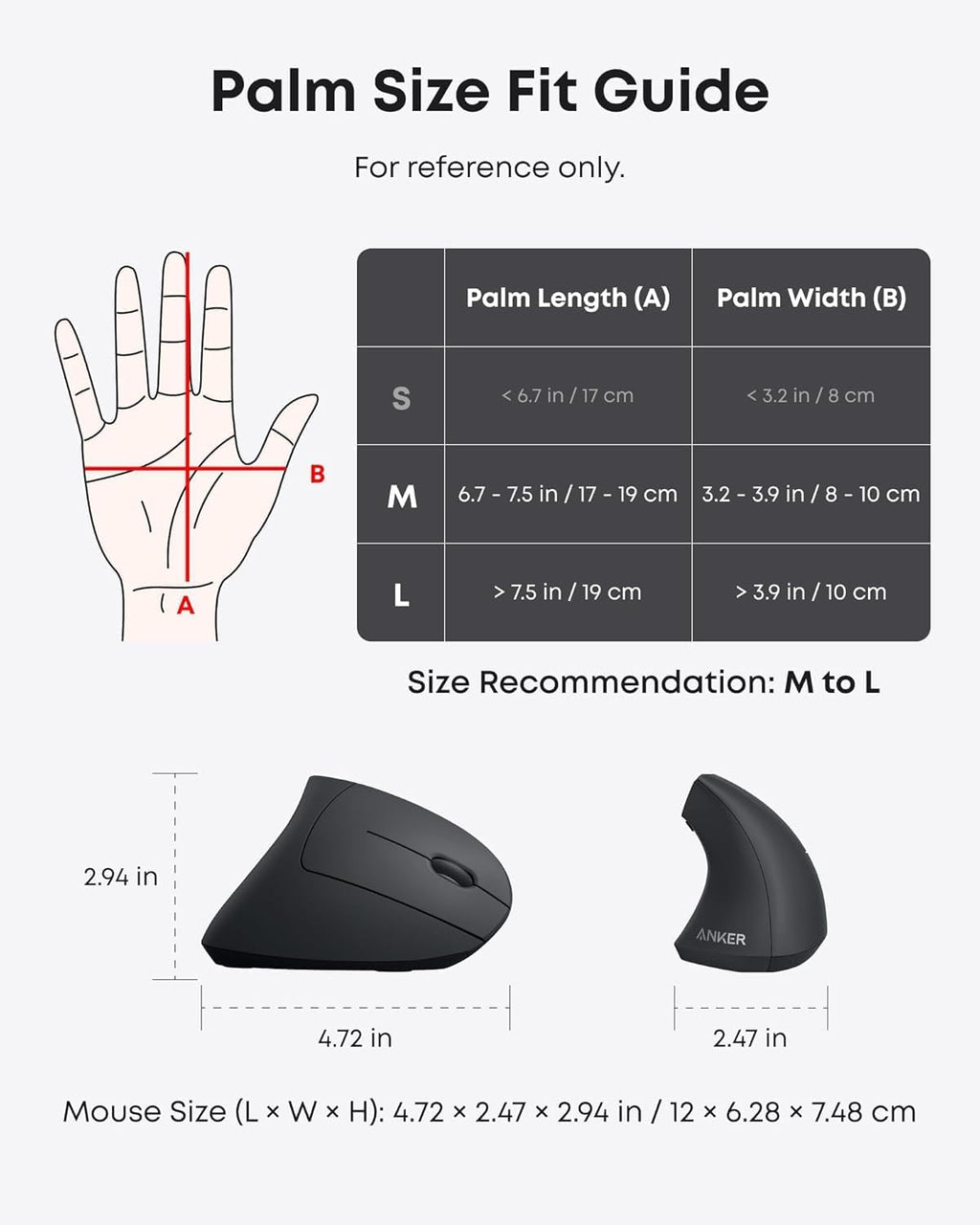 Anker - Wireless Ergonomic Vertical Mouse