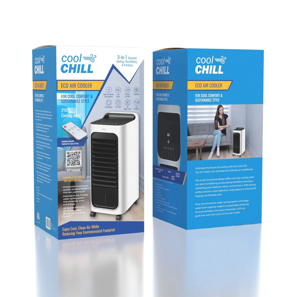 Cool Chill - Eco Air Max XL - Floor Unit - Air Cooler + Purifier + Humidifier - Tubeless