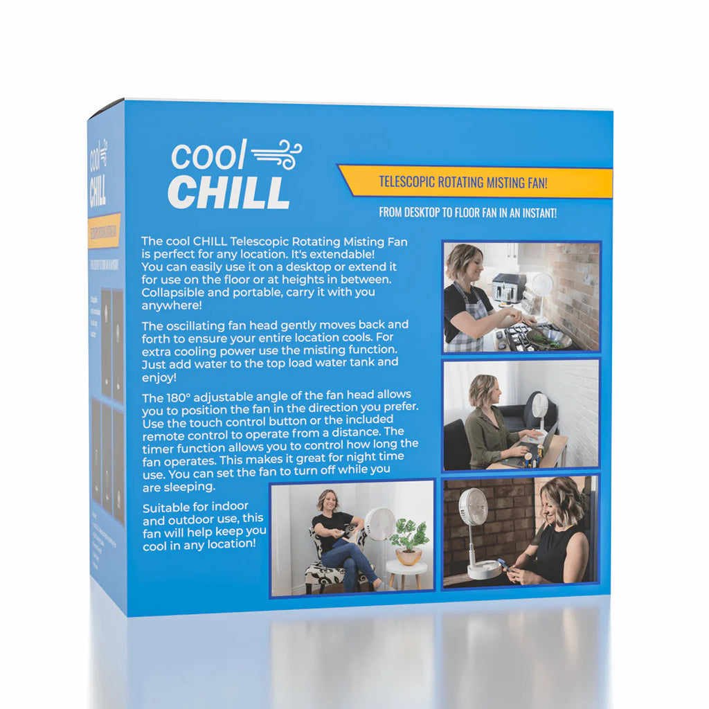 Cool Chill - Telescopic Rotating Misting Fan - Air Cooler