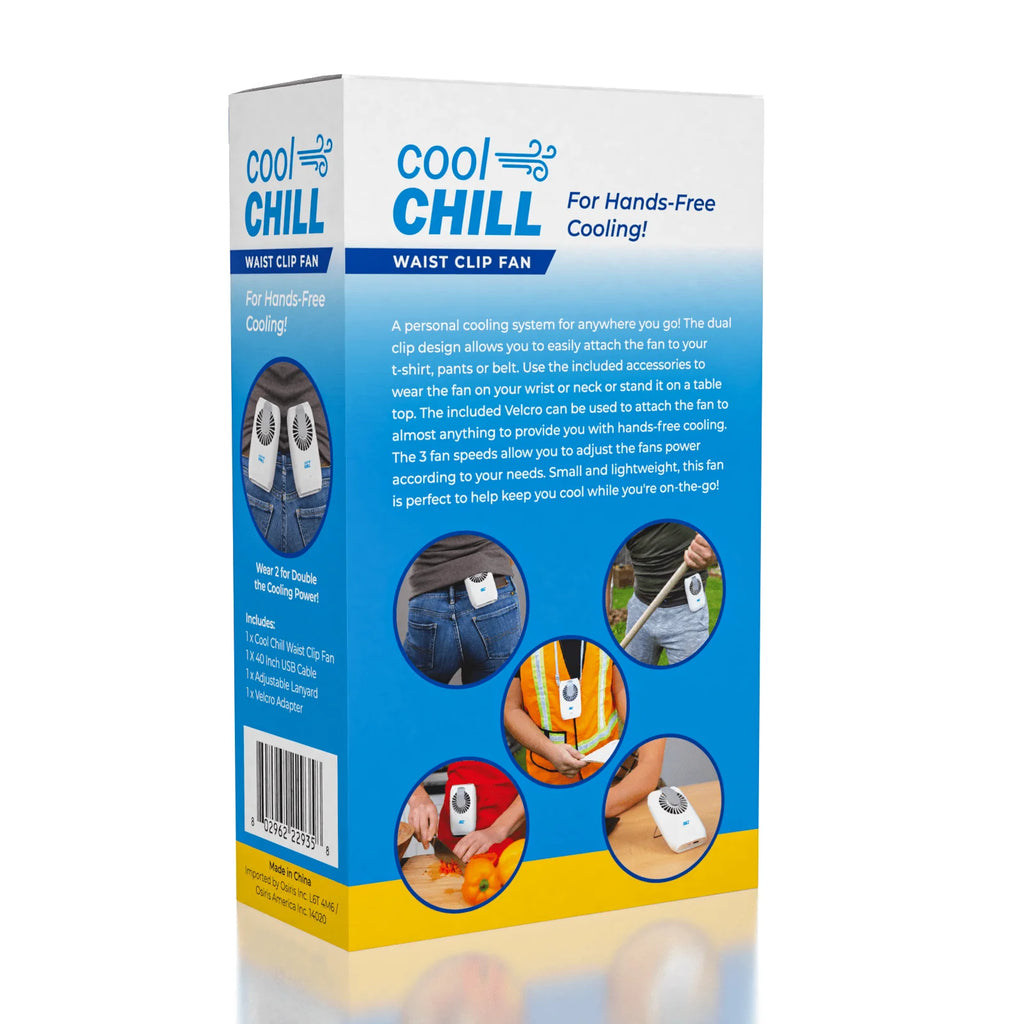 Cool Chill - Air Clip Cooler - Portable Power Bank + Fan - Waist or Neck - 3000mAh
