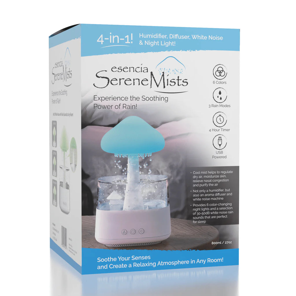 Esencia Serene Mist - Large Rain Cloud / Mushroom - RGB Humidifier + Aroma Diffuser - REMOTE - 800 ML