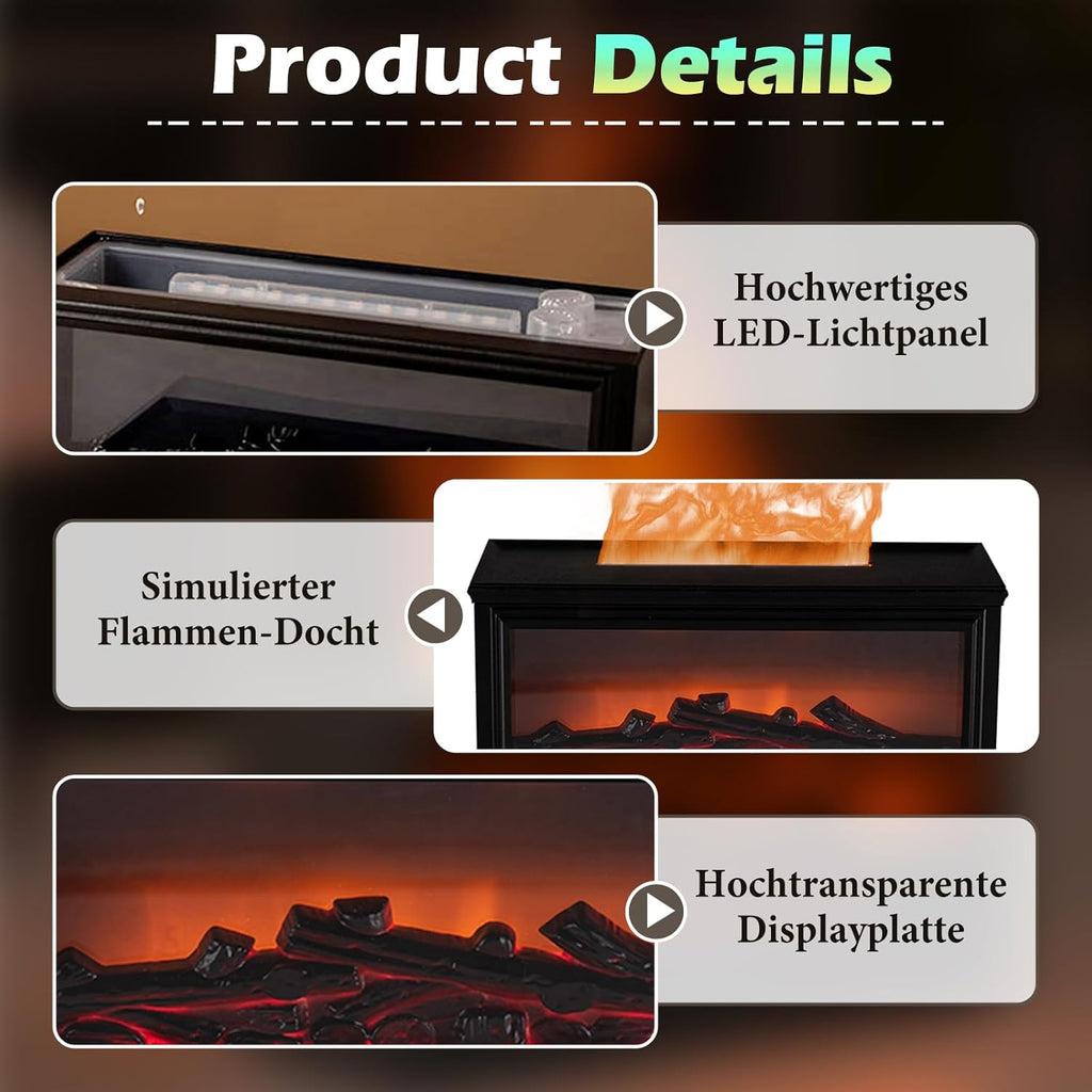 Esencia Tranquil Flame - Mini Fireplace - RGB Humidifier + Aroma Diffuser - REMOTE - 300 ML