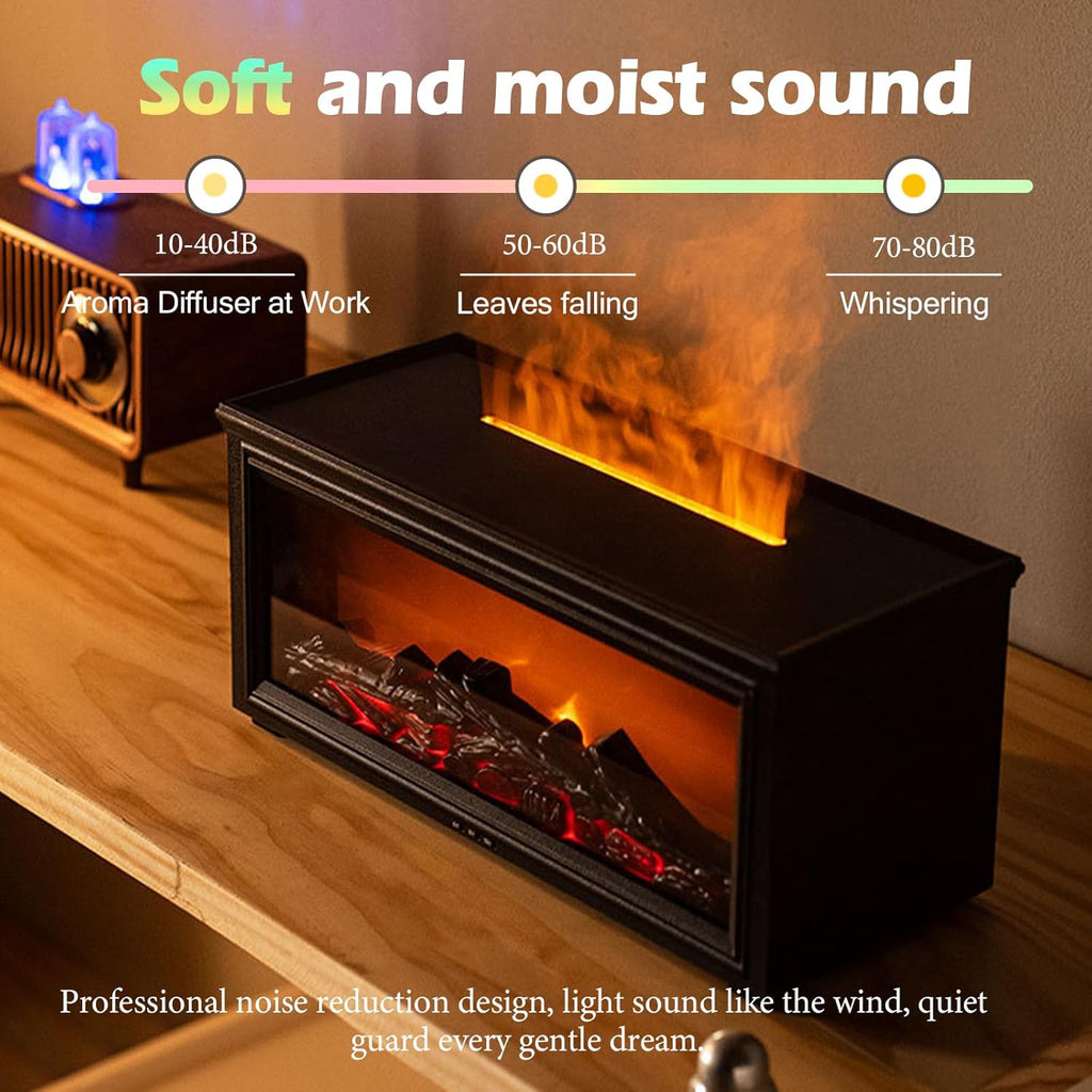 Esencia Tranquil Flame - Mini Fireplace - RGB Humidifier + Aroma Diffuser - REMOTE - 300 ML