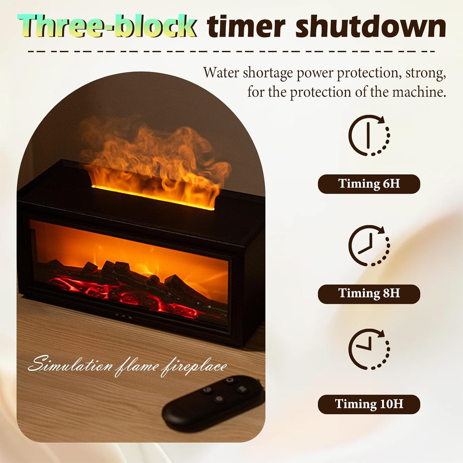 Esencia Tranquil Flame - Mini Fireplace - RGB Humidifier + Aroma Diffuser - REMOTE - 300 ML