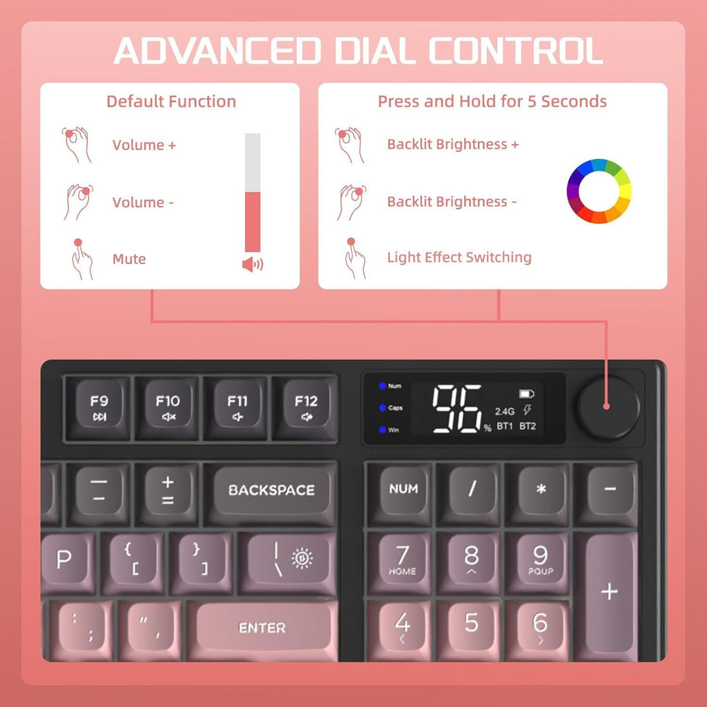 Freewolf - Wireless RGB Gaming Keyboard - Smart Display - 3 Colors