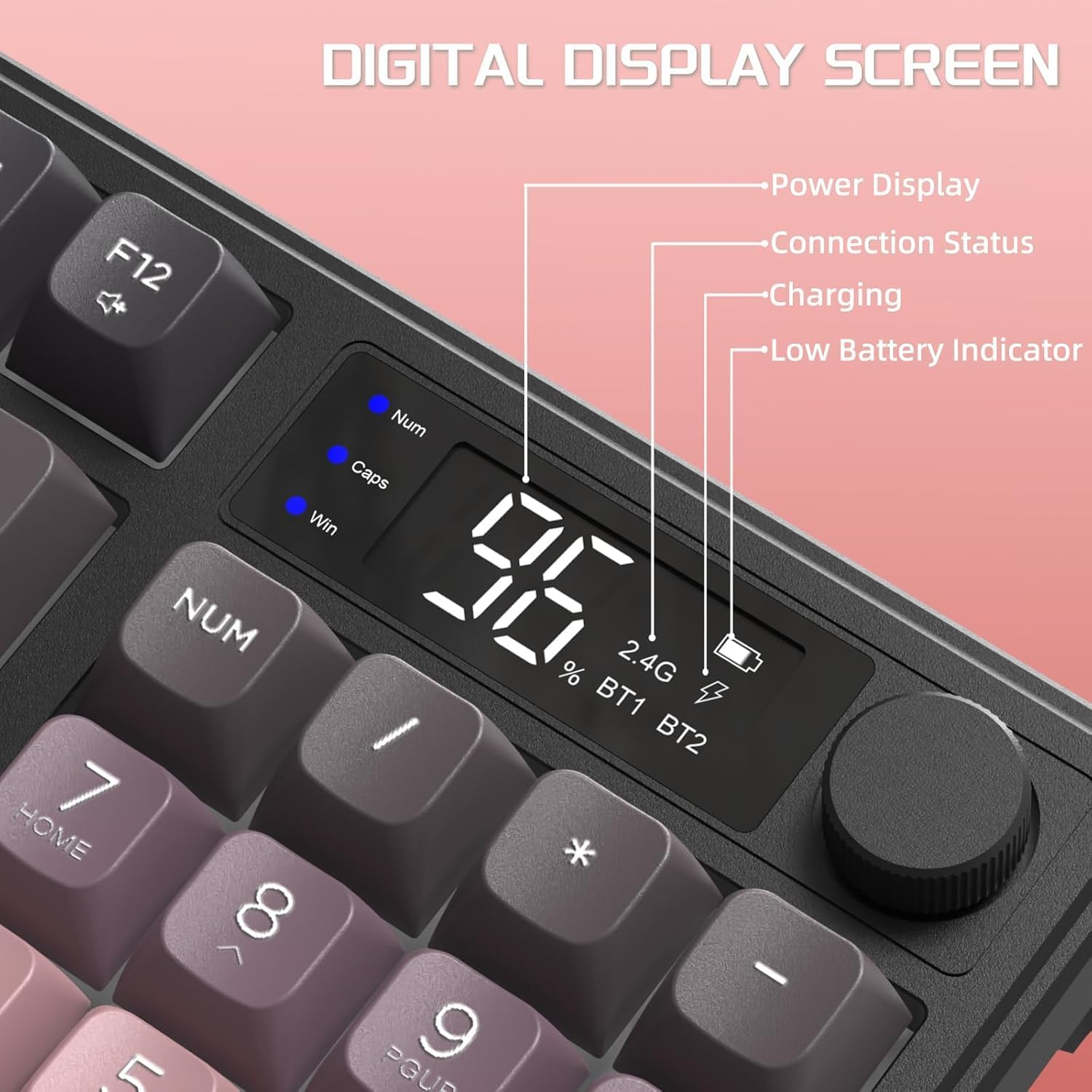 Freewolf - Wireless RGB Gaming Keyboard - Smart Display - 3 Colors