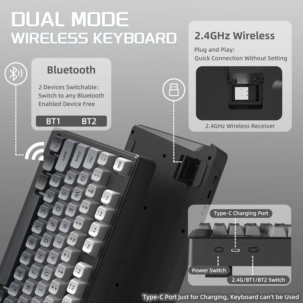 Freewolf - Wireless RGB Gaming Keyboard - Smart Display - 3 Colors