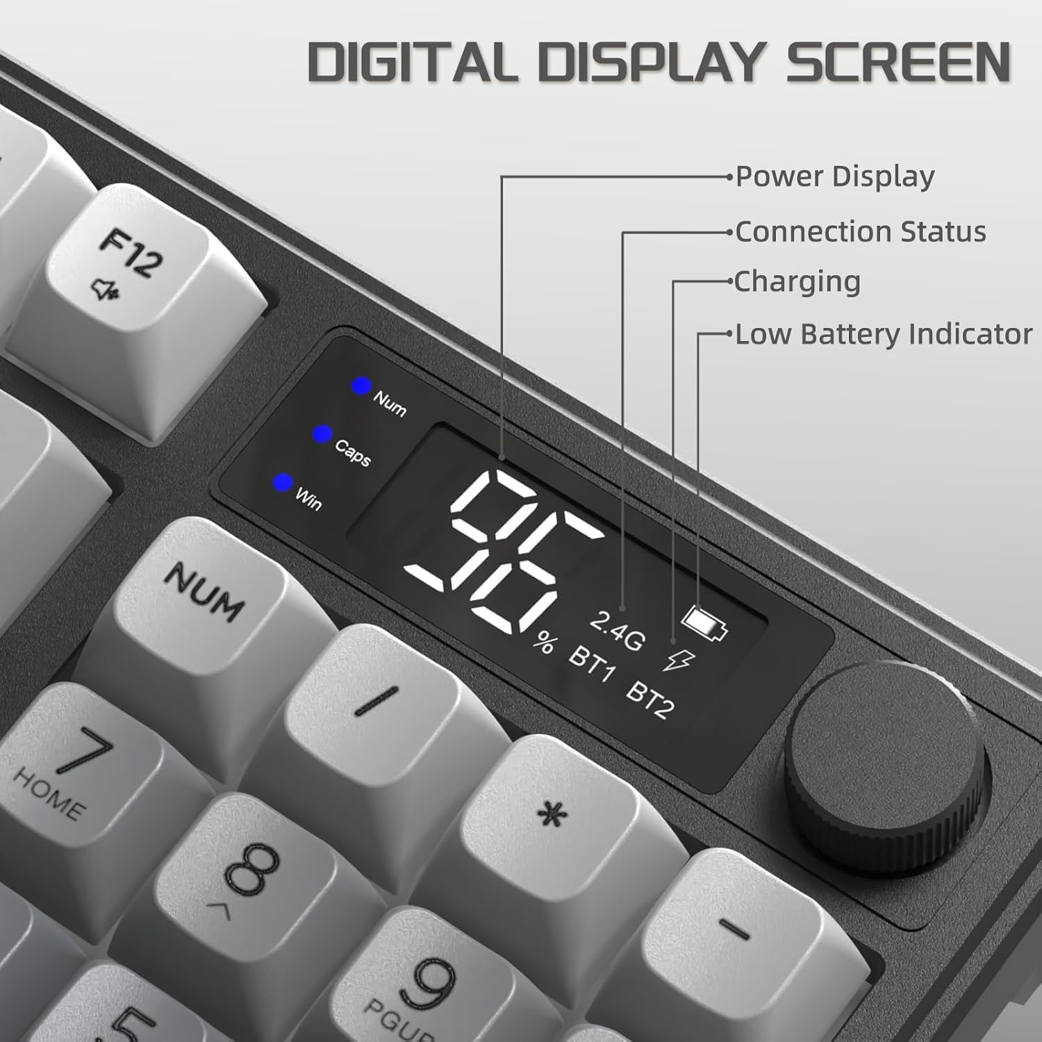 Freewolf - Wireless RGB Gaming Keyboard - Smart Display - 3 Colors