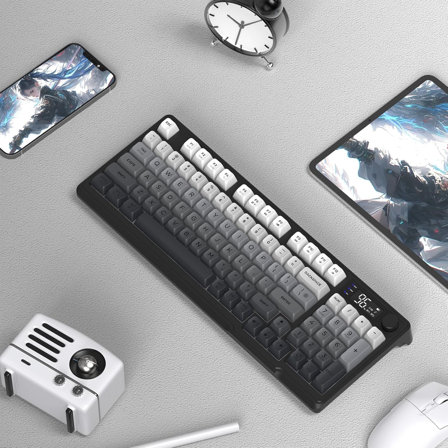 Freewolf - Wireless RGB Gaming Keyboard - Smart Display - 3 Colors