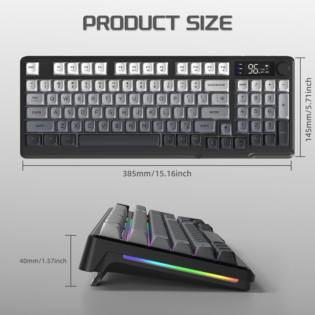 Freewolf - Wireless RGB Gaming Keyboard - Smart Display - 3 Colors