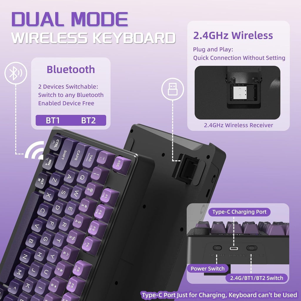 Freewolf - Wireless RGB Gaming Keyboard - Smart Display - 3 Colors