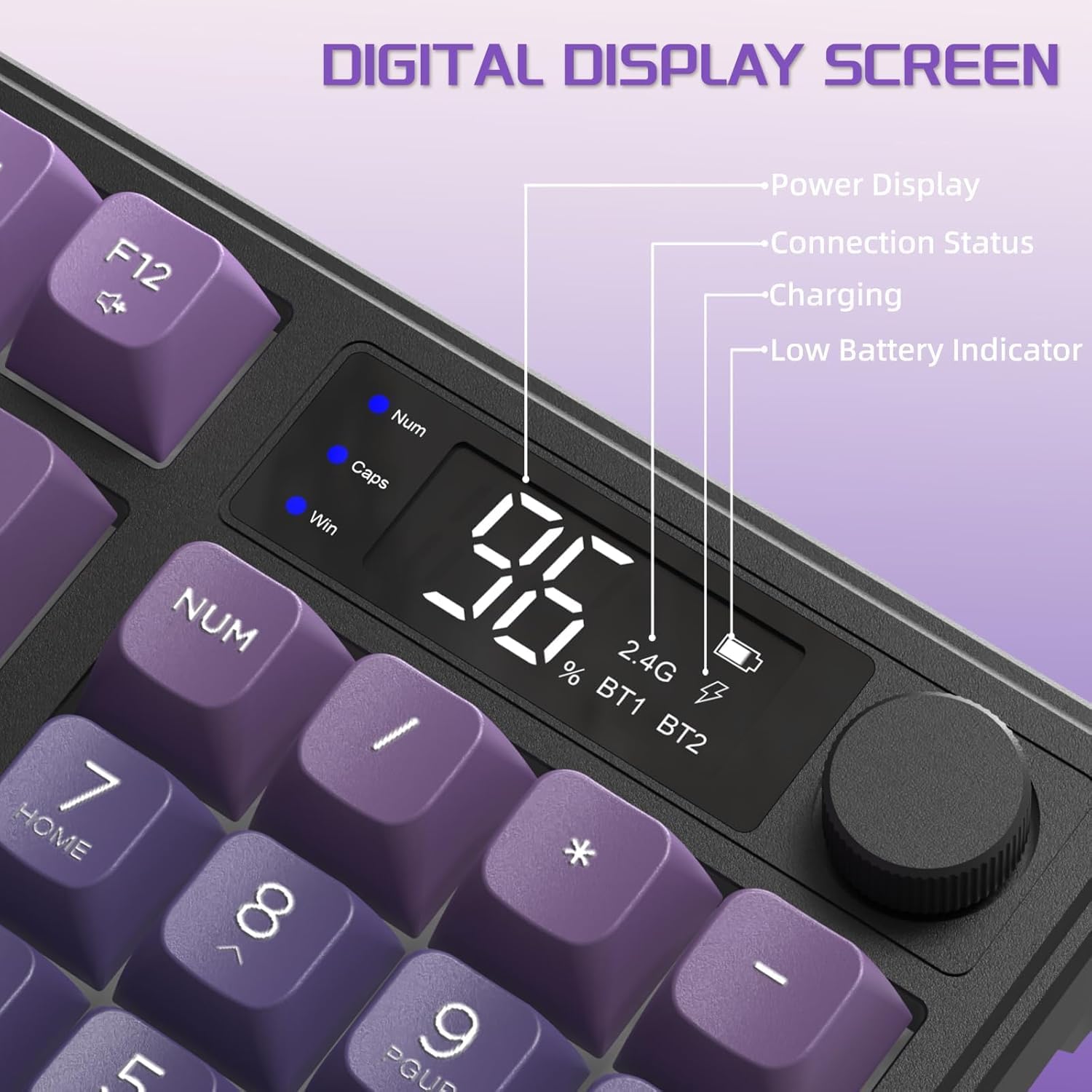 Freewolf - Wireless RGB Gaming Keyboard - Smart Display - 3 Colors