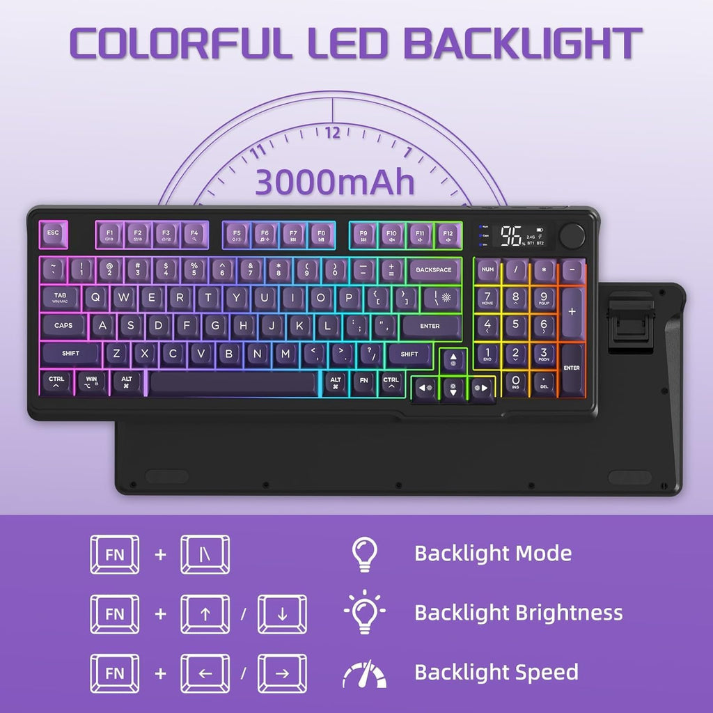 Freewolf - Wireless RGB Gaming Keyboard - Smart Display - 3 Colors