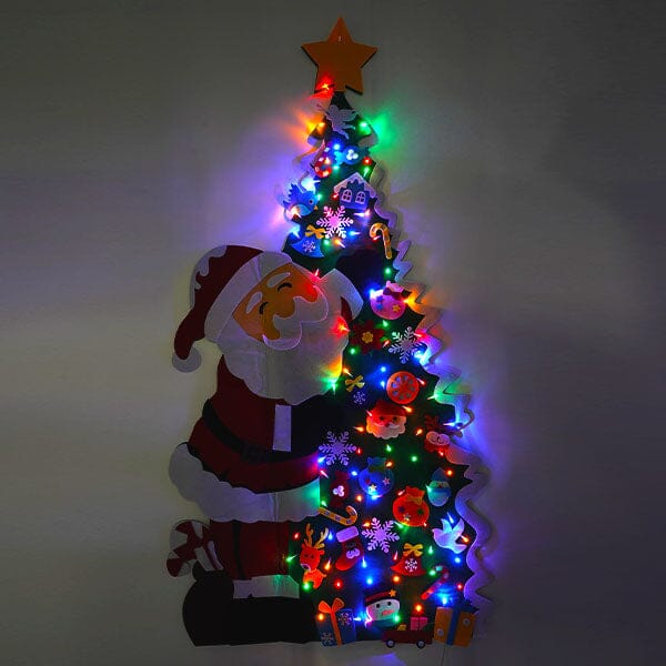 Funky Fir - DIY Felt Christmas Tree Wall Hanging - LED Lights & Ornaments - 63 INCH / 160 CM