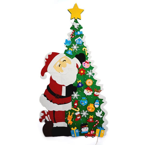 Funky Fir - DIY Felt Christmas Tree Wall Hanging - LED Lights & Ornaments - 63 INCH / 160 CM