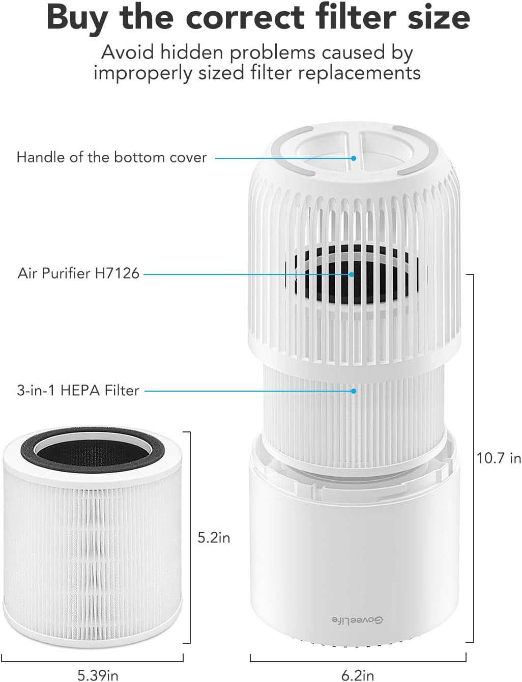 Govee - Mini Smart Air Purifier - H13 HEPA Filter