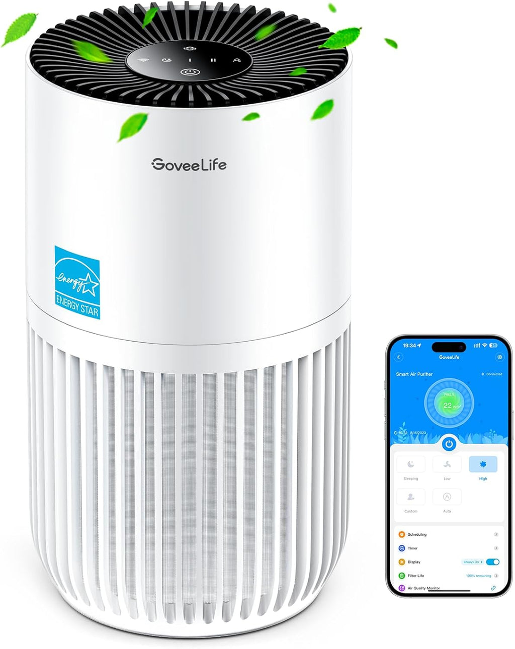 Govee - Mini Smart Air Purifier - ALEXA + GOOGLE HOME - 376 Sq Ft
