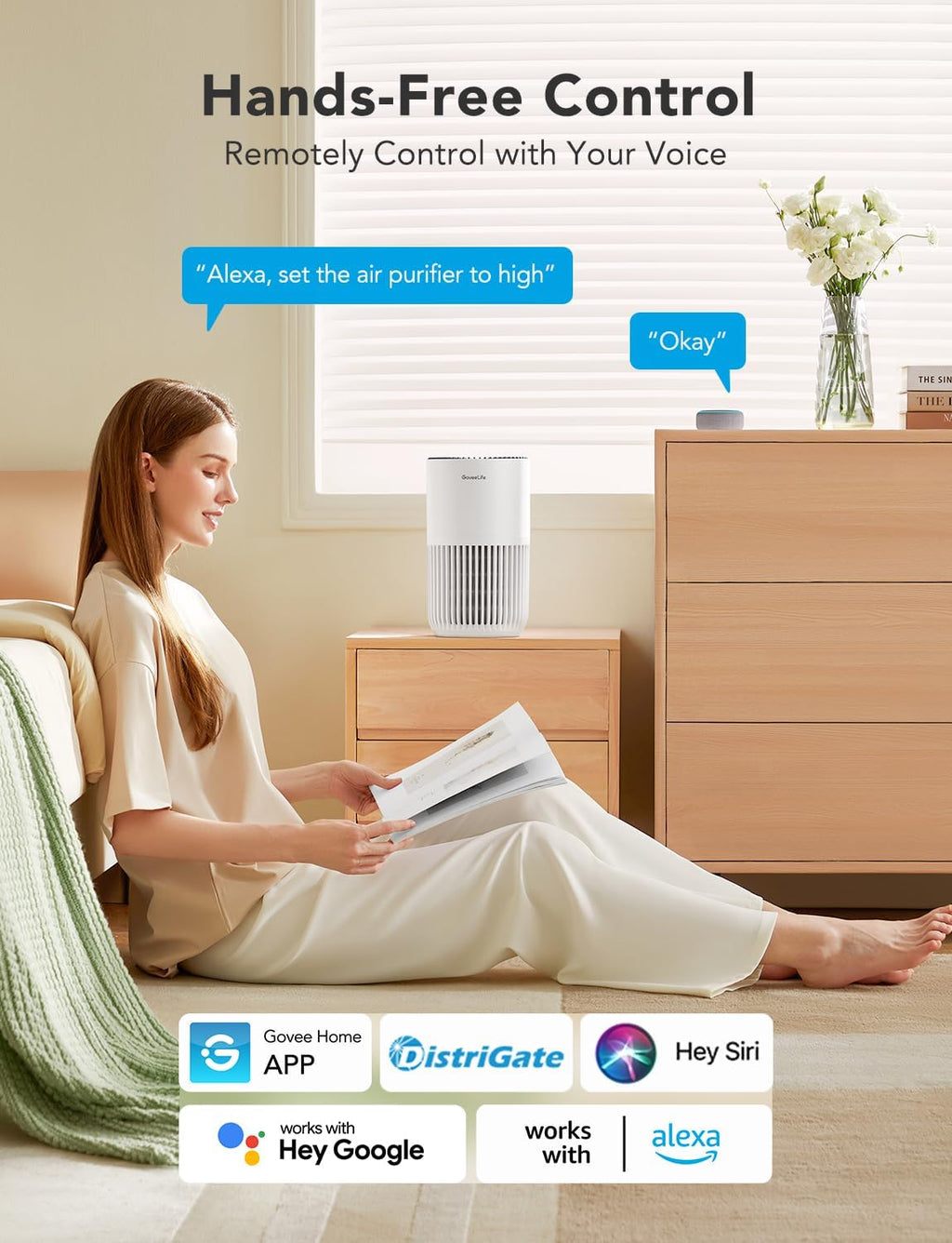 Govee - Mini Smart Air Purifier - ALEXA + GOOGLE HOME - 376 Sq Ft