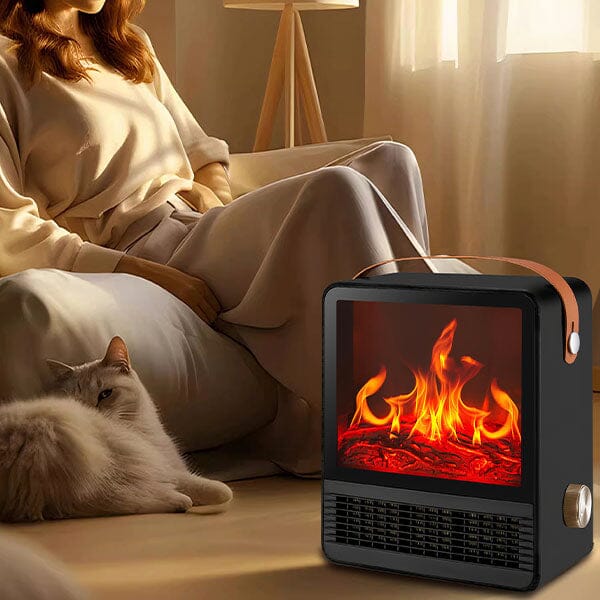 Heat Matez - Portable Ceramic Heater - Mini Fireplace - 3D Flame - 160 Sq ft.