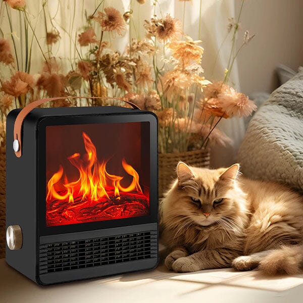 Heat Matez - Portable Ceramic Heater - Mini Fireplace - 3D Flame - 160 Sq ft.