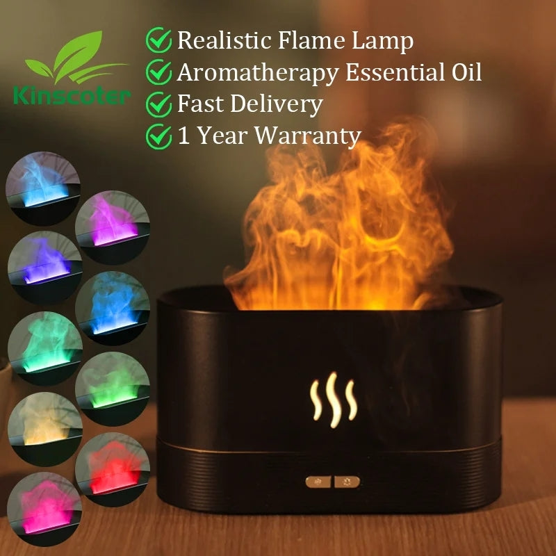 Kinscoter - RGB Flame Humidifier + Aroma Diffuser - 300 ML