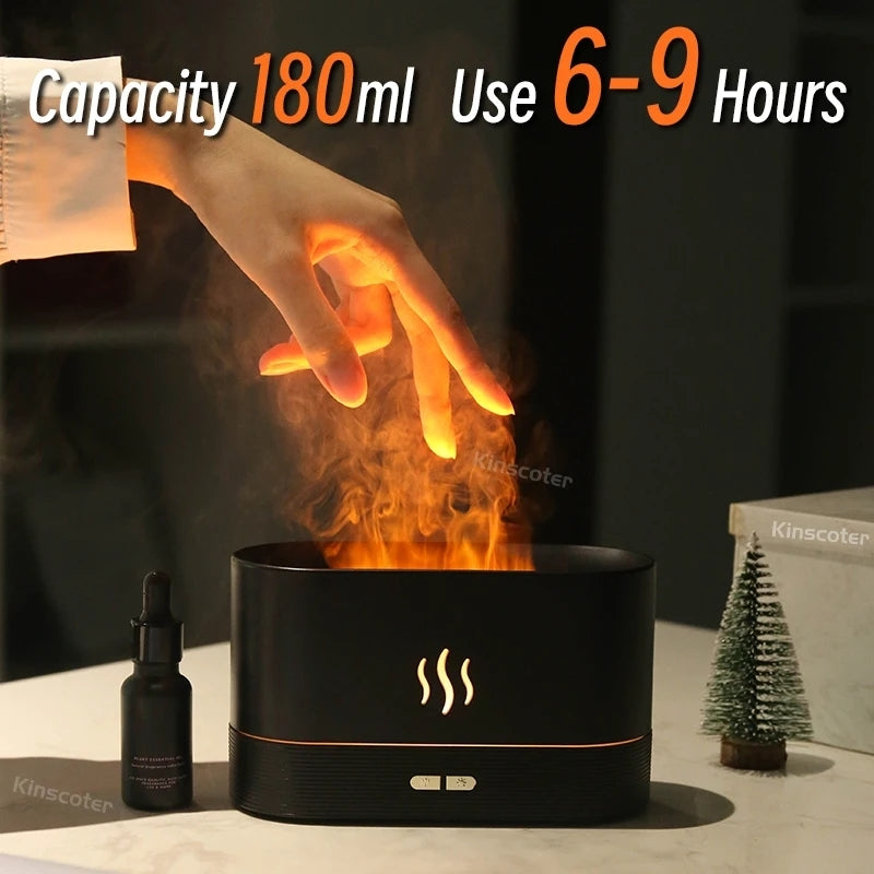 Kinscoter - RGB Flame Humidifier + Aroma Diffuser - 300 ML