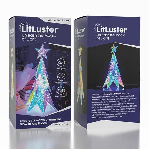 Lit Luster - Holographic Geometric Christmas Lamp - RGB LED - Large Christmas Tree