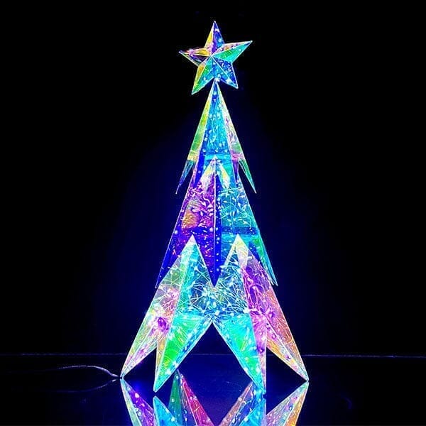 Lit Luster - Holographic Geometric Christmas Lamp - RGB LED - Large Christmas Tree
