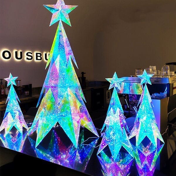 Lit Luster Tree Lit Luster - Holographic Geometric Christmas Lamp - RGB LED - Large Ch ...
