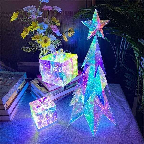 Lit Luster - Holographic Geometric Christmas Lamp - RGB LED - Large Christmas Tree