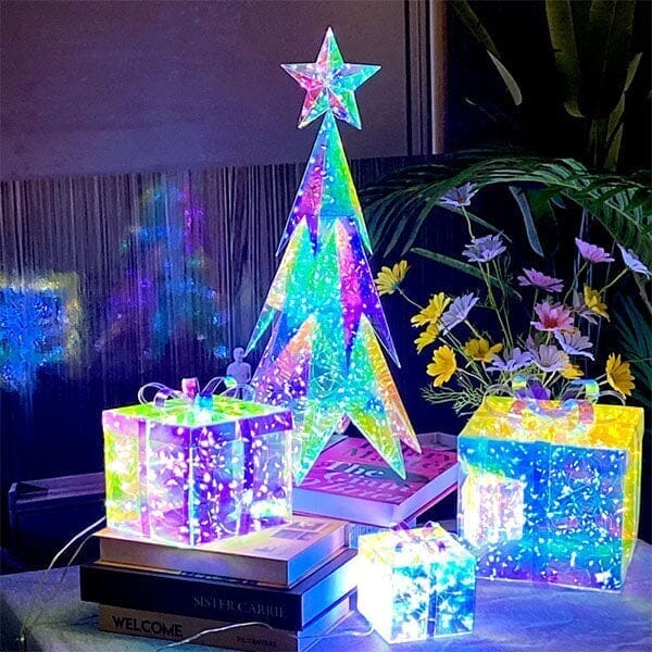 Lit Luster - Holographic Geometric Christmas Lamp - RGB LED - Large Christmas Tree