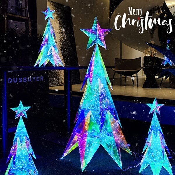 Lit Luster Tree Lit Luster - Holographic Geometric Christmas Lamp - RGB LED - Large Ch ...